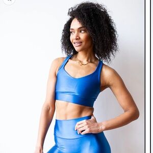 Erin Oprea Basics Sports Bra in Shiny Cobalt Blue Size Small